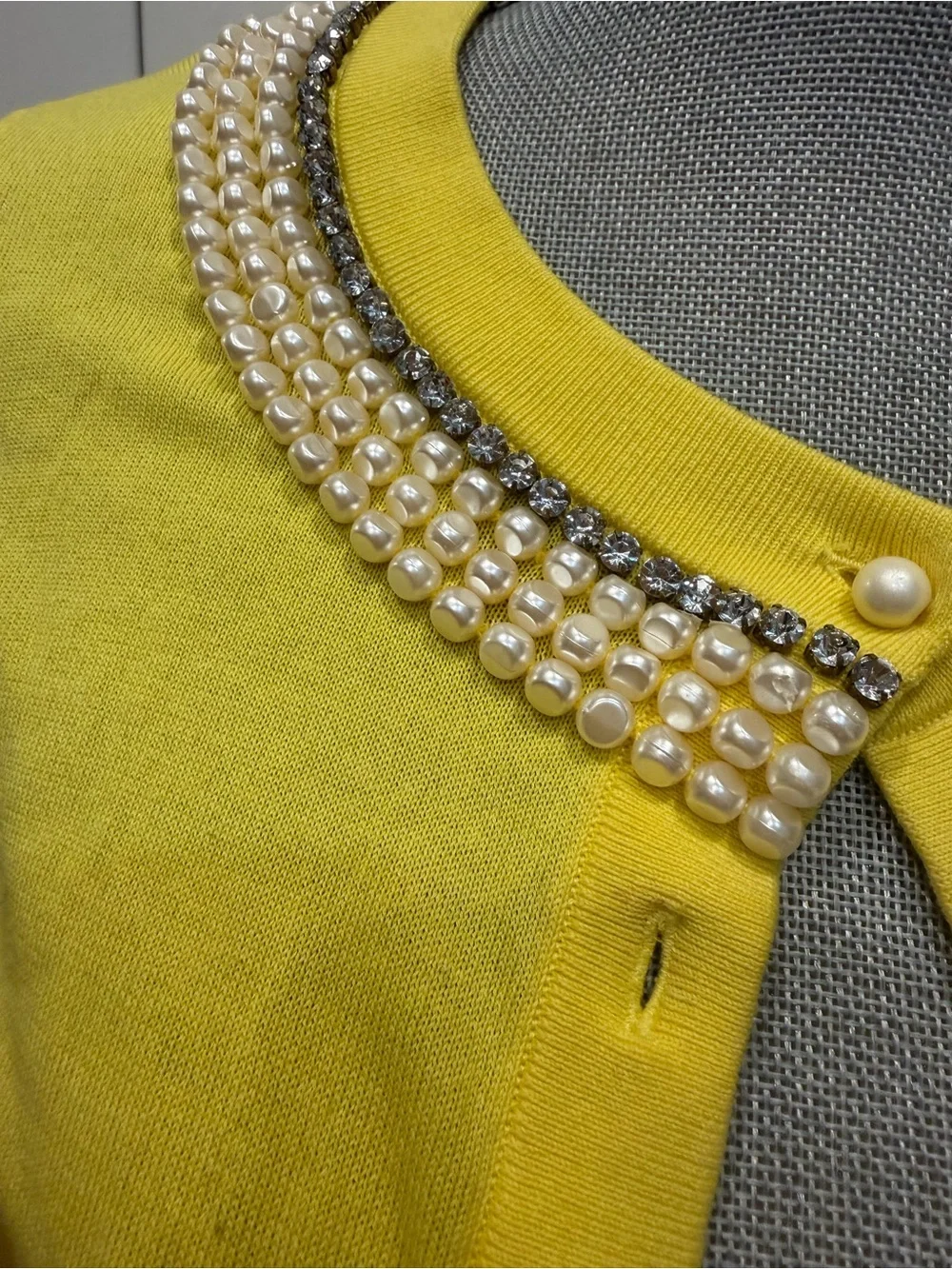 kate spade Yellow Pearl-Trim Cardigan